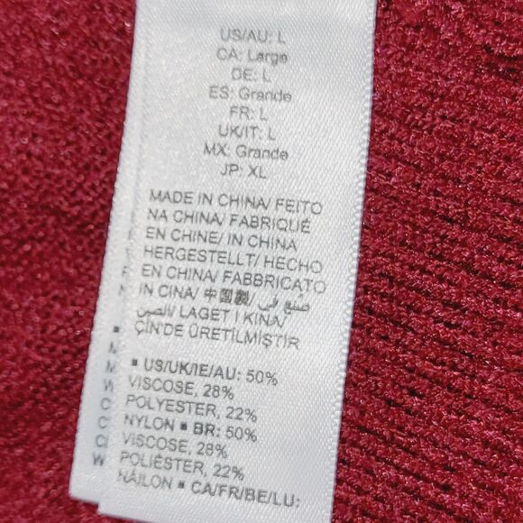 The Drop Lucyswhims Sweater Large Red Side Button Turtleneck Cropped Balloon - Picture 7 of 12